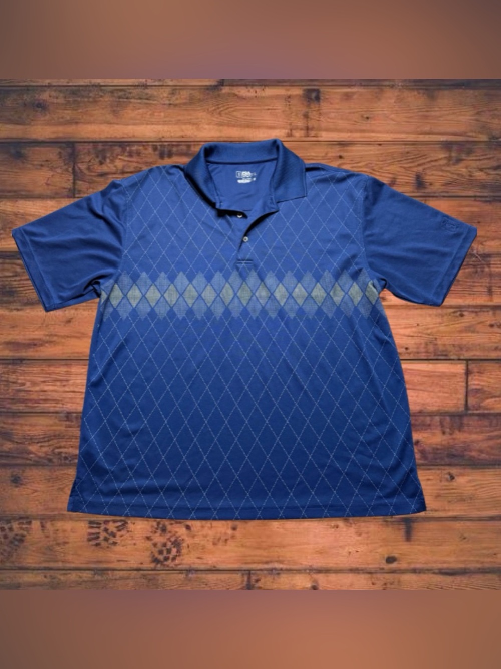 PGA Tour Navy Argyle Performance Polo